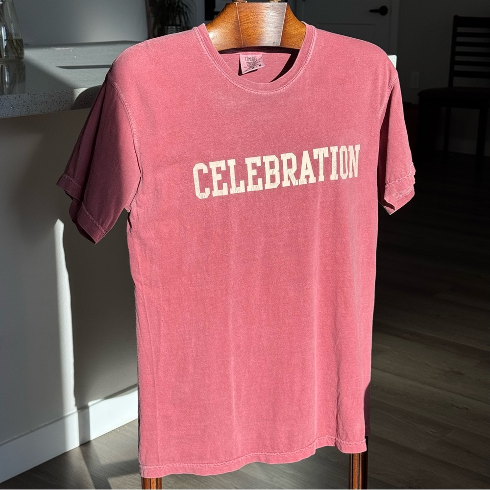 Comfort Colors Celebration Graphic Tee Garment Dyed Pink Unisex T-Shirt Size M